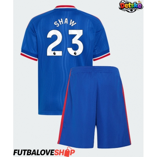 Dres Manchester United Luke Shaw #23 Preč pre deti 2026-27 Krátky Rukáv (+ trenírky)